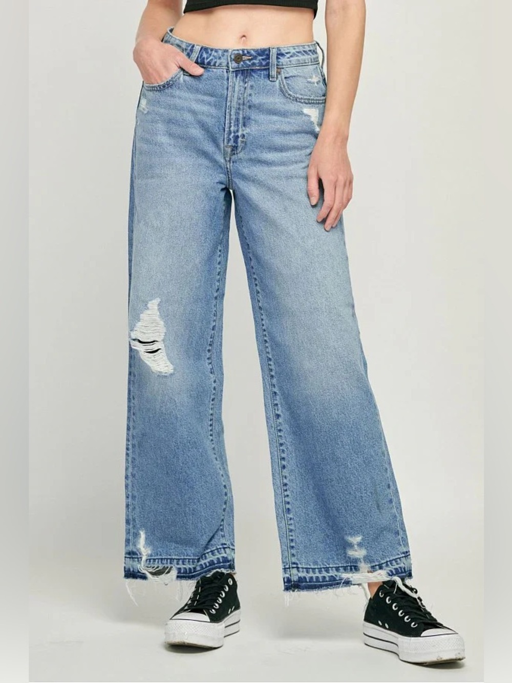 NWOT Hidden Nori Ripped High Waist Wide Leg Dad Jean Women’s Size 30